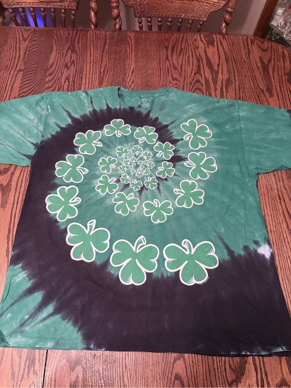Liquid Blue Green and Black Tie-Dye Tee